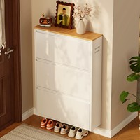 Zapatero Metálico de Acero con Puerta Abatible, Organizador de Zapatos para Entrada, Pasillo o Apartamento