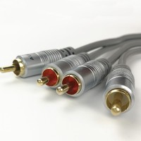 Câble auxiliaire audio stéréo plaqué or 24K mâle à mâle en PVC avec blindage tresse pour stéréo de voiture/maison