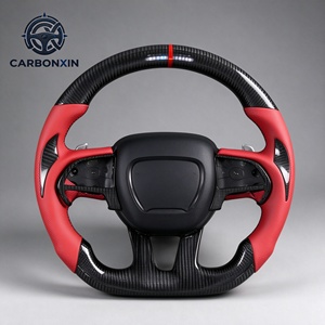 Volante Deportivo Personalizado de Cuero y Fibra de Carbono con LED para Dodge Charger SXT RT Challenger SRT Hellcat Scat Pack 2016-2020 - Product Image 4