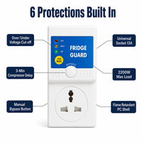 Protecteur de tension pour réfrigérateur AVS 13A 2200W 230V avec affichage numérique, coupure automatique sur/sous-tension, temporisation de 3 minutes, CE UKCA