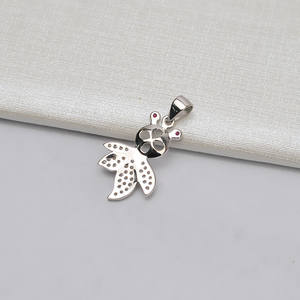 Pendentif en argent S925 avec petite perle simple de 8-9 mm, poisson rouge doré, accessoires de bijoux DIY, plateau semi-fini, 602 pendentifs et breloques en perles - Product Image 3