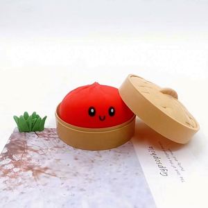 Wholesale Bun-shaped Promotional Toy Cute Dumpling Buns Baozi Squishy Stress Ball Smile Face Steamed Bun <b>Fidget</b> Toy with Steamer - Product Image 4