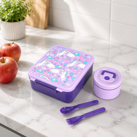 Boîte à lunch bento professionnelle OEM pour enfants, ensemble de 4 compartiments, étanche, pour l'école, la maison, la préparation des repas, réutilisable