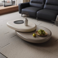 Nouvelle table basse élégante et luxueuse, moderne et simple, en pierre et en bois, avec un cadre en métal durable, table centrale pour salon, combinaison