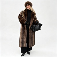 Manteau long en fausse fourrure de vison Zeyu, élégant et luxueux, pour femme, col à revers, chaud et tendance pour l'hiver, vêtements d'extérieur écologiques, manteaux en fausse fourrure pour femme ODM/OEM