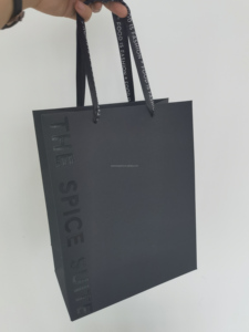 Custom Black Cardboard Paper Bag Uv Spot Gift Paper Packaging Bag with <b>Ribbon</b> with Own logo - Product Image 4