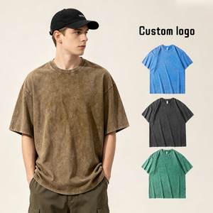 เสื้อยืดโอเวอร์ไซส์สีดำสำหรับผู้ชายแบบหนาพิเศษ สั่งทำโลโก้ได้ตามต้องการ พร้อมลายกราฟิกวินเทจแบบฟอกสี พิมพ์ลายด้วยเทคนิค DTG - Product Image 1