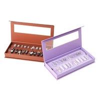 Boîte de rangement vide de luxe transparente pour faux ongles, personnalisable, en matériaux recyclés, avec paillettes, design portable et finition bronzante