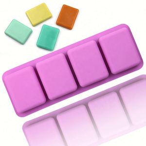 Moule à gâteau rectangulaire à 4 cavités en silicone, écoresponsable, échantillon gratuit, pour bougies, savons, résines, OEM/ODM - Product Image 1