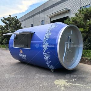 รถเข็นเหล็กชุบสังกะสีเคลื่อนที่สำหรับขายเครื่องดื่มอเมริกัน กาแฟ ไอศกรีม เบียร์ และเครื่องดื่มกระป๋อง - Product Image 3