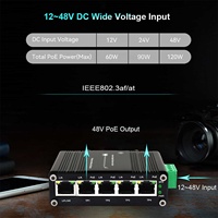 Switch PoE Industrial Mini Gigabit No Administrado de 5 Puertos 802.3at PoE+ Uplink 12-48V 120W Económico para Cámaras IP CCTV