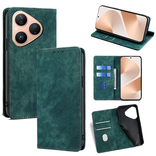 Phone Cover Magnetic Leather Flip Case for Huawei P60 Pura 80 Pura 70 Nova 14 13 Y91 Y73 Y72 Y63 Pro Ultra