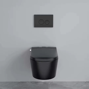 WC intelligent mural moderne FEIDU en céramique, sans réservoir, avec bidet intégré, allongé, noir, télécommande incluse, siphon en S, Air - Product Image 4