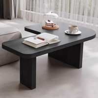 Table basse rotative en MDF de style Mid-Century Modern, design modulaire irrégulier créatif, finition noyer, pour petits appartements