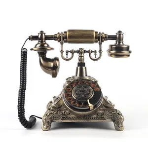 Retro Decoração Moda Antiga Telefones com fio Cor Bronze Guestbook Telefone Vintage Antigo Clássica Áudio Guest Book Telefone