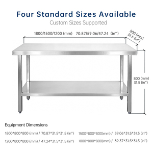 Tavolo da Lavoro Commerciale in Acciaio Inossidabile a Doppio Ripiano per Preparazione Alimenti, Design Rimovibile, Facile Installazione, Moderno - Product Image 6