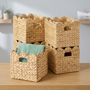 High Quality Hand Woven <b>Water</b> Hyacinth Hanging <b>Storage</b> Basket for Kitchen Bathroom & Living Room - Product Image 4