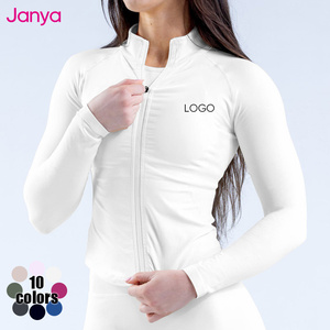 Janya Ultra-Soft Stand Collar Sports Coat Top Full Zipper Long Sleeve Gym Fitness <strong>Jacket</strong> Seamless <strong>Yoga</strong> <strong>Jacket</strong> for Women - Product Image 3