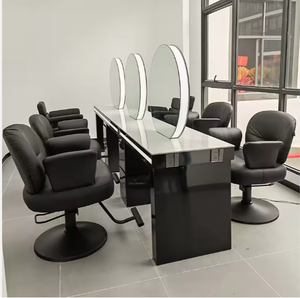 Salon Furniture Station Barber Spa Hairdressing <b>LED</b> <b>Mirror</b> Double Sided Beauty Workstation Hairdresser Styling Equipment - Product Image 4