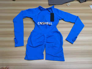 Cnshell <span class=keywords><strong>Mono</strong></span> <span class=keywords><strong>Deportivo</strong></span> de Compresión de <span class=keywords><strong>Manga</strong></span> <span class=keywords><strong>Larga</strong></span> con Cuello Halter, Espalda Descubierta, Corte en V en la Cadera, Elástico y Sin Costuras para Gimnasio - Product Image 5