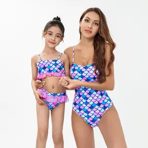 Mehr als 12 Styles Low Moq Mutter Mädchen Bikini Badeanzüge Bades horts Beach wear zweiteiliger Badeanzug für 2-12 Jahre Mädchen