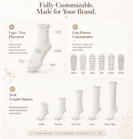 Chaussettes de yoga pour femmes, mi-mollet, tricotées, antidérapantes, pour Pilates, personnalisables, respirantes, avec volants et sangles pour une adhérence au sol