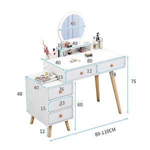 Meuble de chambre à coucher, commode, coiffeuse moderne avec miroir, armoire de rangement, panneau en bois et plastique, épaisseur 16/18 mm - Product Image 6