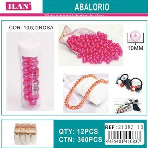 Cuentas Abalorio Ilan de 10 mm, Color Rosa, para Manualidades y Joyería, 12 Piezas por Tubo - Product Image 3