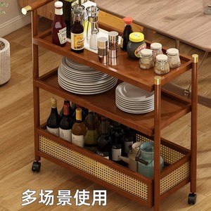 Coffee shop, bookstore, mobile retro trolley, simple <b>sofa</b>, side table, vintage multi-tiered food cart, snack storage rack - Product Image 4