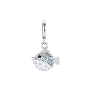 Pendentif Breloque Poisson-Bouffant Adorable en Argent Sterling 925 YILUN, Plaqué Rhodium, Zircon, Thème Océan Bleu, Bijou Animalier Nautique, Cadeau - Product Image 1