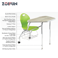 Chaise de bureau et table d'étude combinées ZOIFUN OEM, en plastique PP écologique et confortable pour étudiants