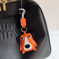 Porte-clés chien Border Collie en PU, motif dessin animé mignon, breloque créative pour sac à main, sac à dos, décoration de cartable