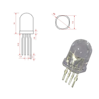 Diode LED RVB personnalisée 8 mm, haute luminosité, compatible lumière rouge/verte/bleue, tension inversée 5 V, boîtier DIP, puissance 0,06 W, 4 broches, CE RoHS