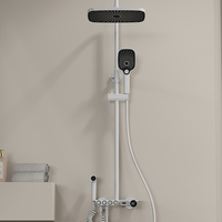 Ensemble de douche numérique mural en laiton chromé noir avec thermostat en céramique et robinet de douche poli pour villa