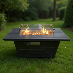 Mesa de fogata moderna Db de 42 pulgadas, de acero, con quemador de propano para exteriores, con tapa, para patio y jardín. - Product Image 2