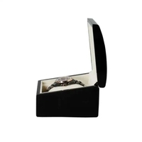 Boîte à montre automatique en bois noir brillant écologique avec logo personnalisé pour le rangement et la présentation de montres