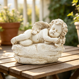 Statues d'anges en résine style jardin, ornements de chérubins Cottagecore pour paysages extérieurs romantiques et décoration de patio – Fulin Crafts - Product Image 2