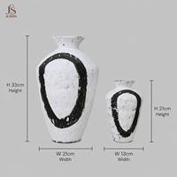 Vase à fleurs en céramique Jossin Wabi-Sabi, vase géométrique texturé blanc et noir pour la décoration moderne de la maison, centre de table pour le salon