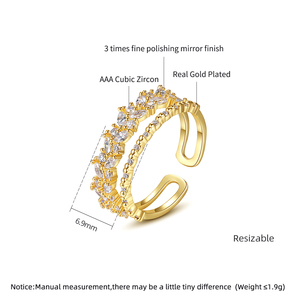 LUOTEEMI Produk Baru Cincin Mewah Wanita Berlapis Berlian yang Dapat Disesuaikan, Perhiasan Pernikahan <span class=keywords><strong>Bohemian</strong></span> Zirkonia - Product Image 2