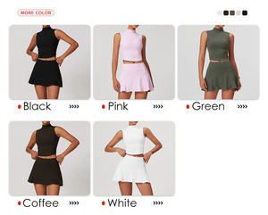 Fanco Custom Zwart Wit Plus Size Dames Tennisrok Set Lulu Geplooid Tennisjurk Actieve Training Tennisrok <span class=keywords><strong>2</strong></span> Delige Set - Product Image 4