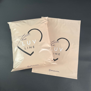 Custom Apricot Poly Mailer Bags Printed Logo Waterproof Beige Shipping Mailing Bags For Clothing Boutique Packaging - Product Image 3