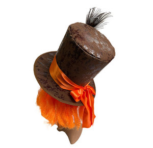 Halloween fête du festival fournitures <span class=keywords><strong>chapelier</strong></span> fou chapeau haut de forme orange perruque cheveux chapeau déguisement accessoire - Product Image 3