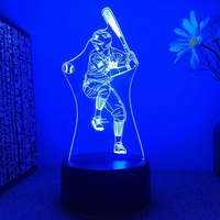 Lampe de nuit LED 3D joueur de hockey, lumière changeante en 7 couleurs