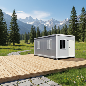 Maison conteneur rectangulaire préfabriquée moderne de 20 pieds à deux étages en panneaux sandwich en acier respirants, bureau/dortoir/chambre - Product Image 1