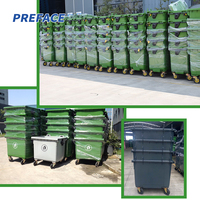 Grand bac à déchets mobile en plastique HDPE pour extérieur, 4 roues, avec couvercle/pédale