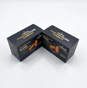 Scatola di <span class=keywords><strong>Carta</strong></span> Personalizzata Nera Opaca con Stampa Dorata per Tappi per Orecchie in Schiuma, Confezione in Cartone con Coperchio Ribaltabile e Grafica del Prodotto - Product Image 4