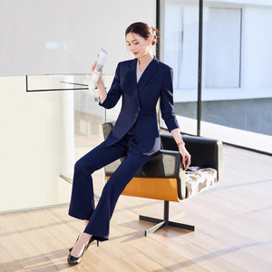 Women's Suit <b>Set</b> Cream Color Full Sleeve Anti-Wrinkle <b>Office</b> Lady Formal Wear Short Skirt Polyester Fabric - Product Image 4