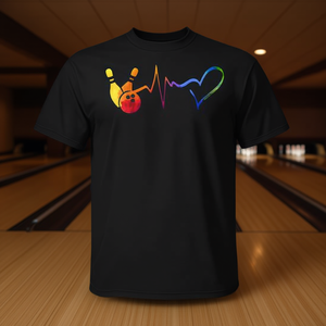 Camiseta Deportiva Unisex para Adultos con Estampado Digital de Latido de Corazón de Boliche, Tie Dye Colorido, Manga Corta y Cuello Redondo - Product Image 2