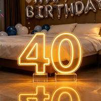 Letras y Números Luminosos LED RGB de 3 y 4 Pies, con Marco Metálico, para Decoración de Fiestas de Cumpleaños y Bodas