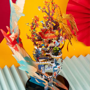 MU 3D 금속 퍼즐 모델 키트-조류 피닉스 DIY 키트에 경의를 표시 중국 궁전 퍼즐 두뇌 티저 DIY 미니어처 건물 - Product Image 5